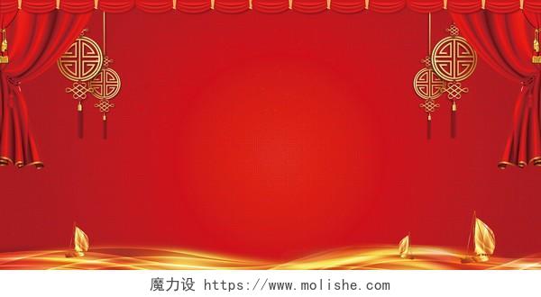 大气新年喜庆红色背景迎战猪年迎战2019海报背景素材